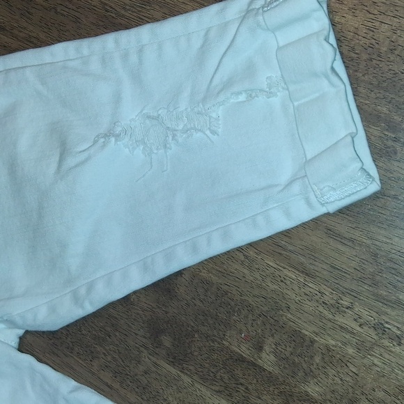 VIGOSS Ace Distressed Denim Bermuda Capri Shorts - White Sz 5 - Picture 3 of 7